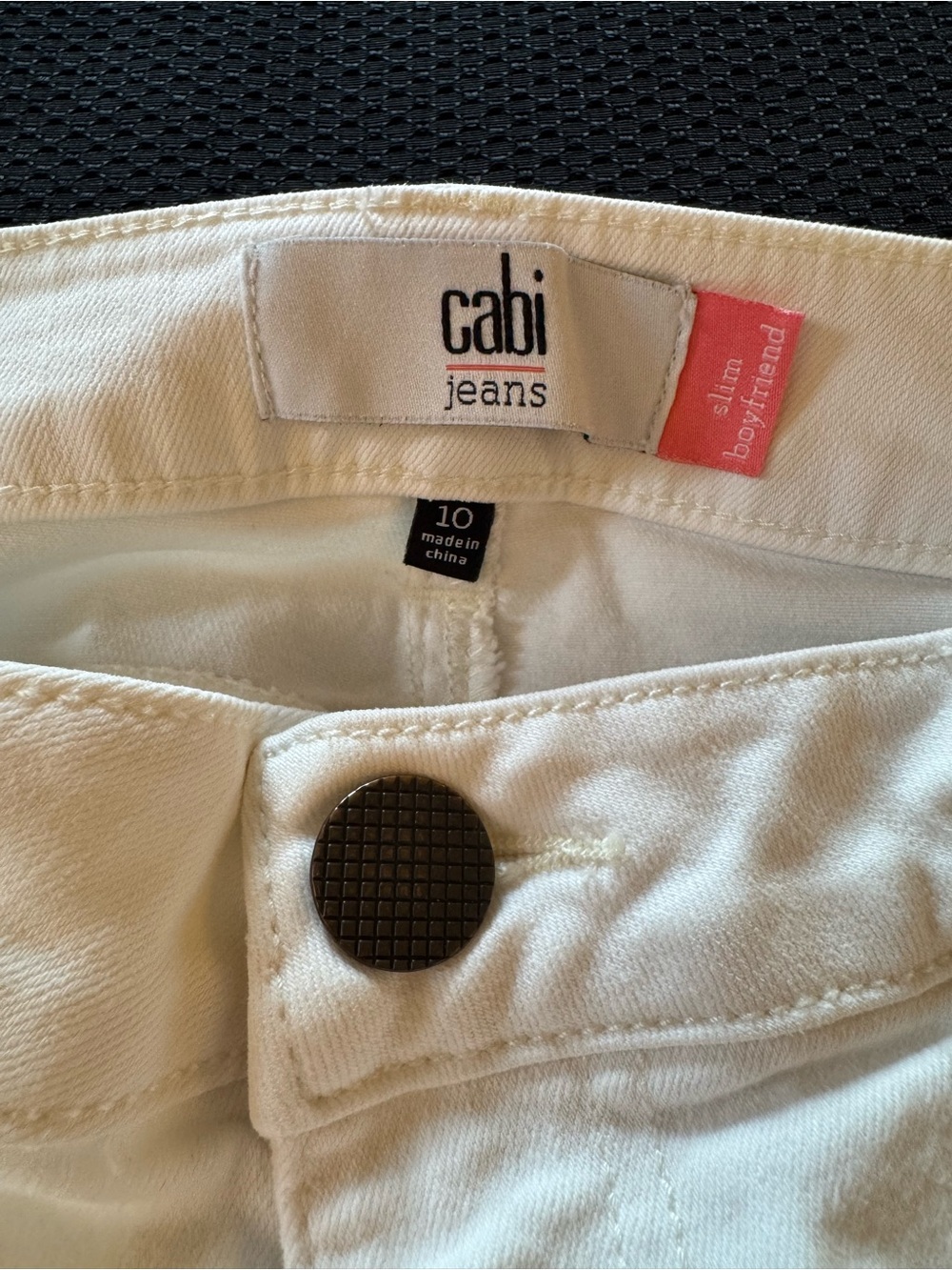 Like NEW CAbi White Slim Boyfriend Jeans - Women's Size 10